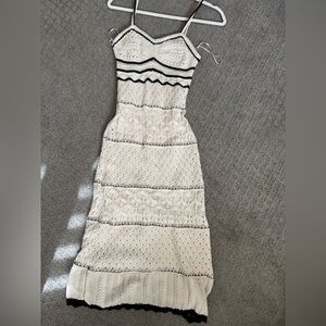 Olive & Oak Black and Cream Crochet Midi Dress